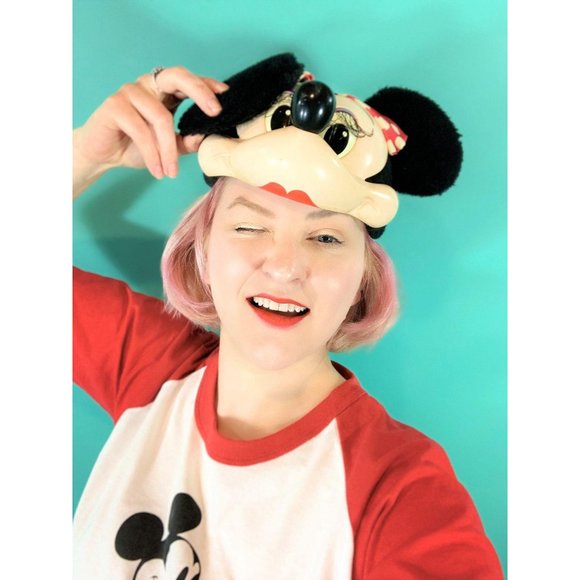 Vintage 1990s Minnie Mouse Hat Disney Ears Face Baseball Snapback - Picture 6 of 10